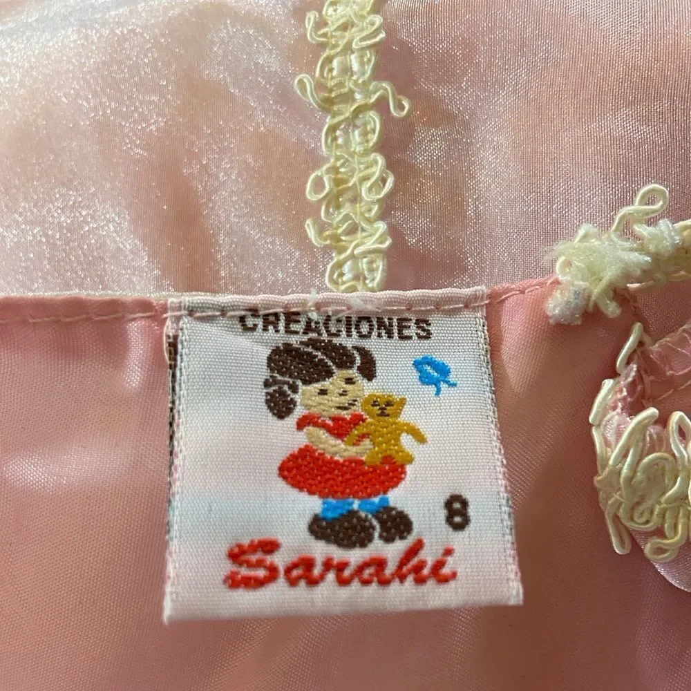 🥰Creaciones Sarahi Elegant Pink and Cream Kids Theater Costume Dress Size 8 Girl